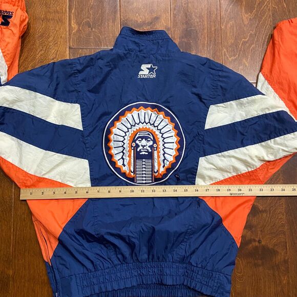 Starter Vintage 90s 1/4 Zip NCAA Illinois Illini Blue Orange Windbreaker Medium - Picture 9 of 10